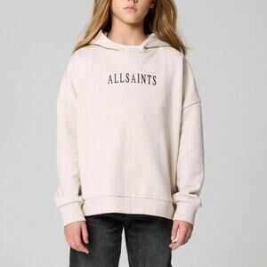 ALLSAINTS Sereni Peace Rihan Hoodie Oversized Fit Light Pink Girls Size 9-10 Yrs